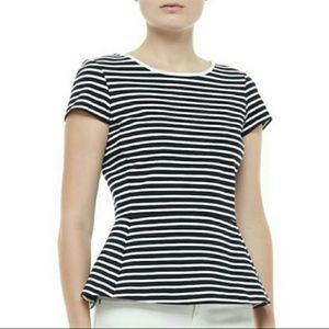 Theory Panna Blk White Stripes top Sz 2